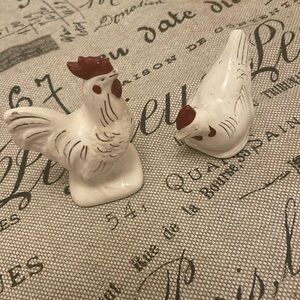 Vintage salt and pepper shakers - rooster and chicken